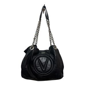 Vintage Valentino By Mario Verra Signature Leather Shoulder Bag Women's Black